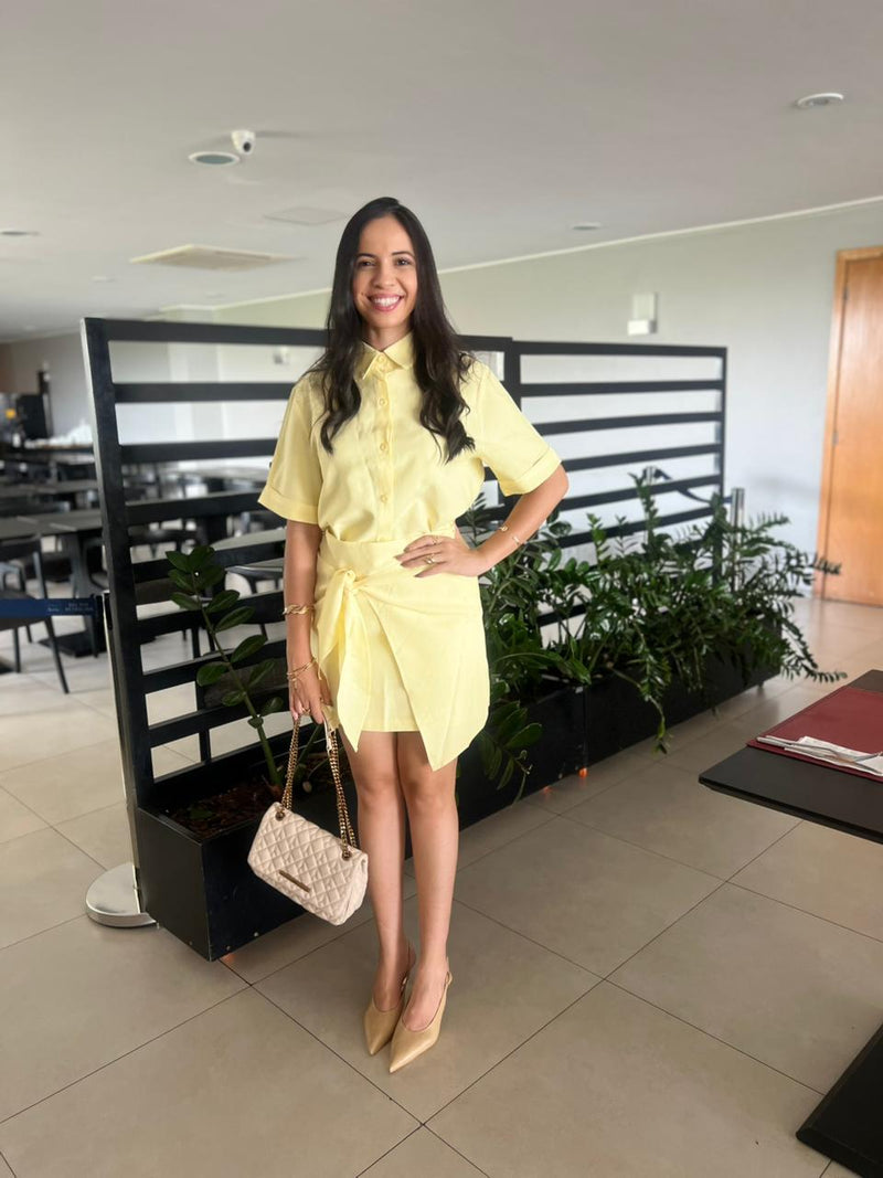 CONJUNTO AMARELO BLUSA + SAIA – M