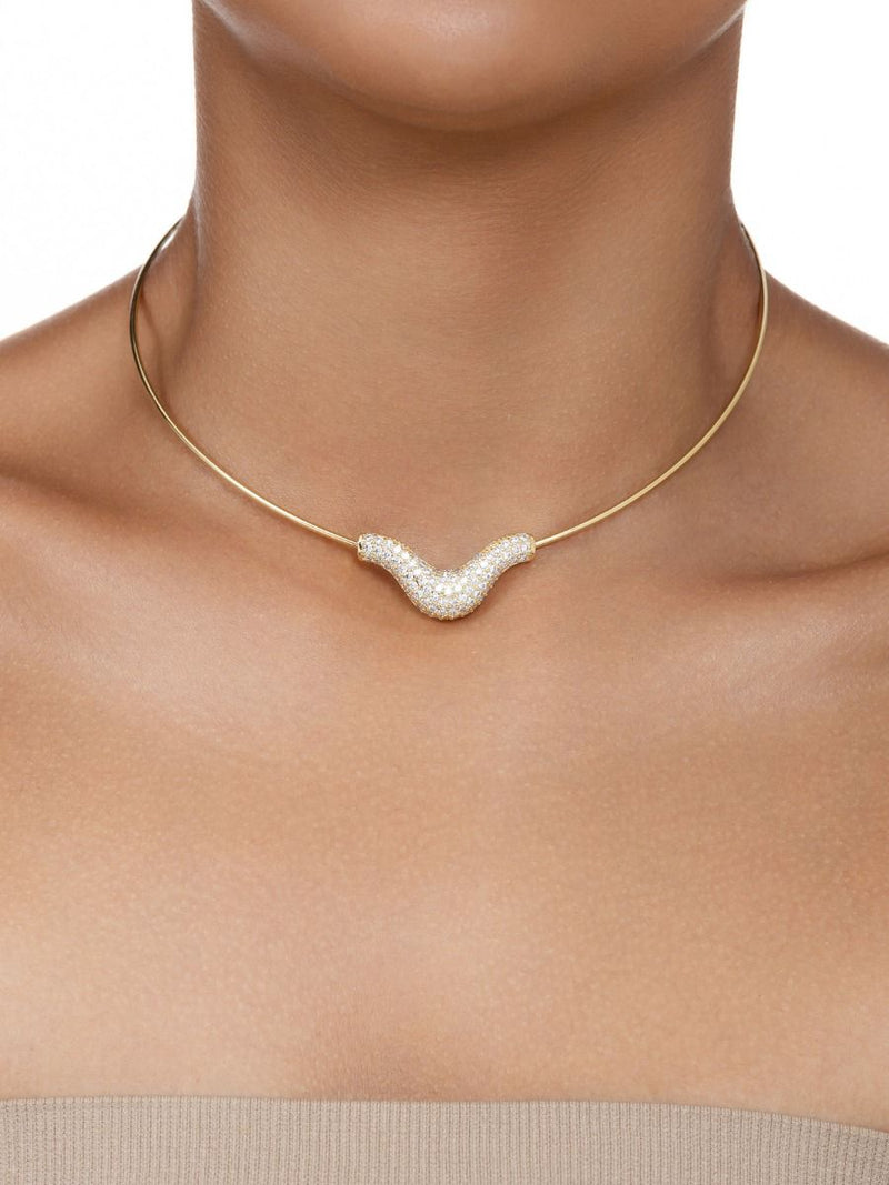 CHOKER EM ARO ONDA CRAVEJADA