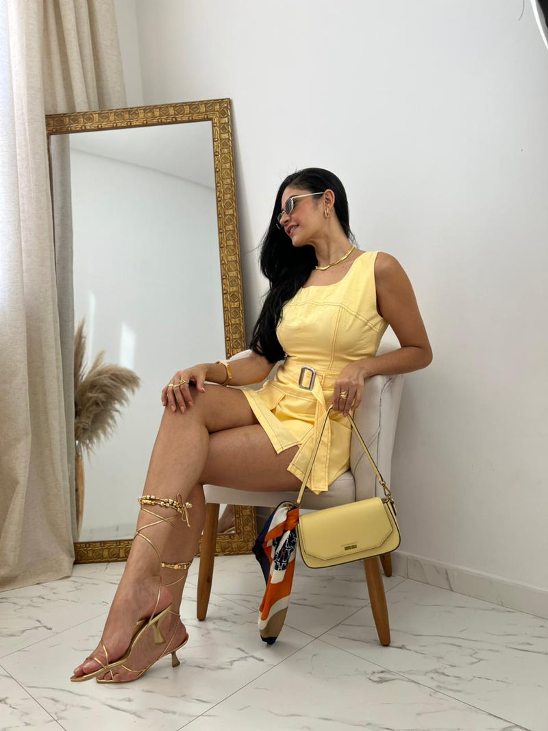 MACAQUINHO EM LINHO - AMARELO P