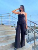 CONJUNTO PRETO SEM ALÇA (BLUSA + CALÇA) P