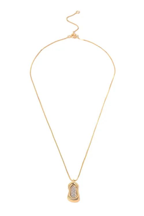 COLAR TRAÇO BANHADO EM OURO 18K COM CANETA EM RÓDIO BRANCO