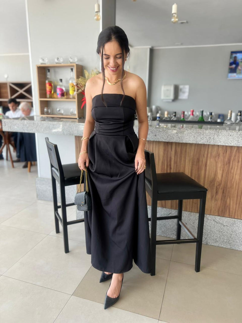 VESTIDO TOMARA QUE CAIA - PRETO