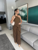 CONJUNTO MARROM UMA ALÇA (BLUSA + CALÇA) P