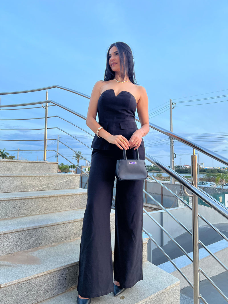 CONJUNTO PRETO SEM ALÇA (BLUSA + CALÇA) P