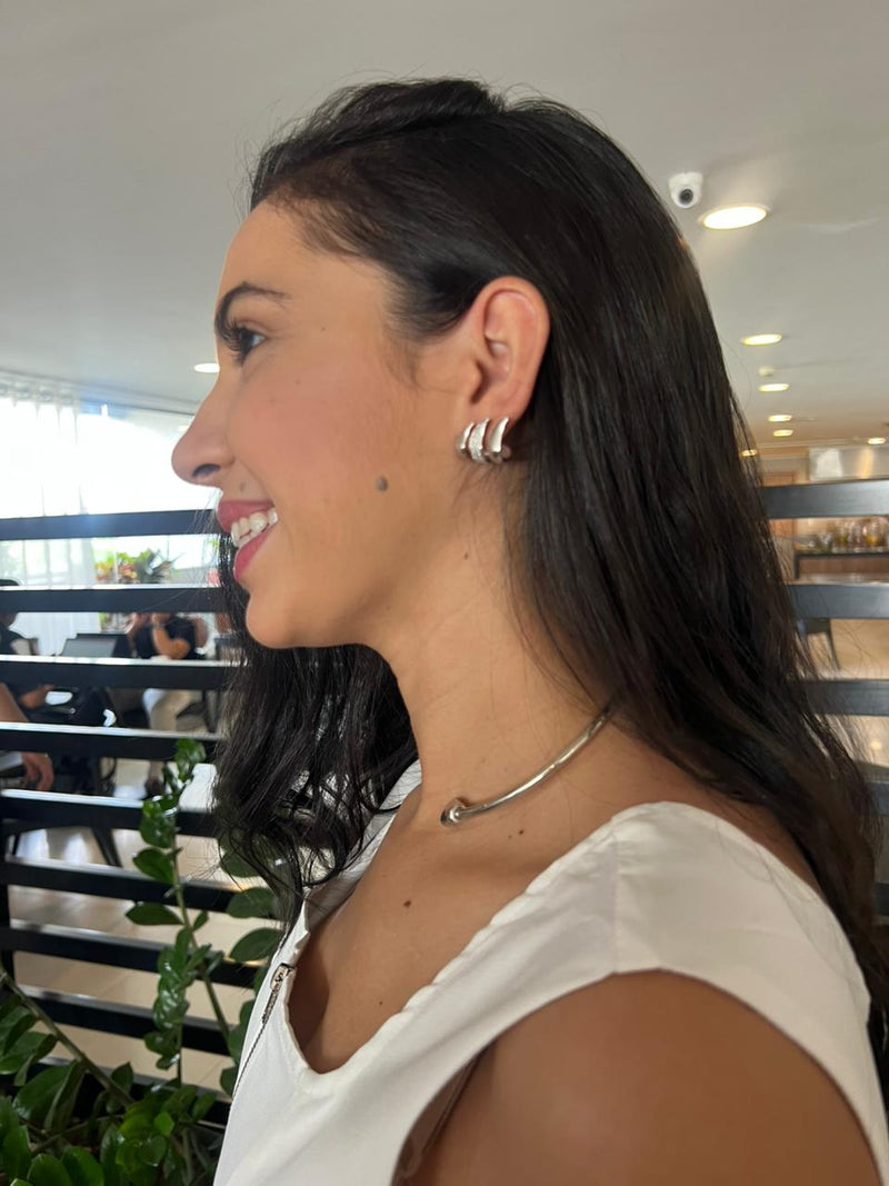 CHOKER EM ARO COM BANHO EM RÓDIO BRANCO