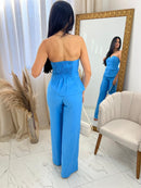 CONJUNTO AZUL ROYAL SE ALÇA (BLUSA + CALÇA) P