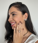 BRINCO EAR CUFF FLUIR COM BANHO EM RÓDIO BRANCO