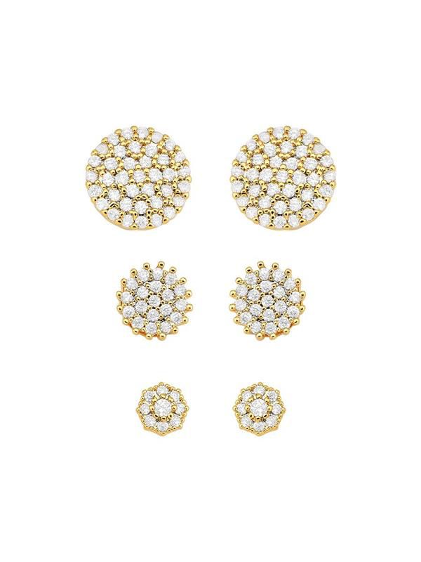 TRIO DE BRINCO CHUVEIRINHO | BANHADO A OURO