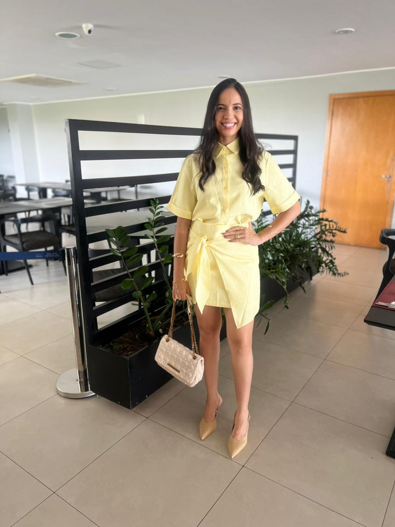 CONJUNTO AMARELO BLUSA + SAIA – M